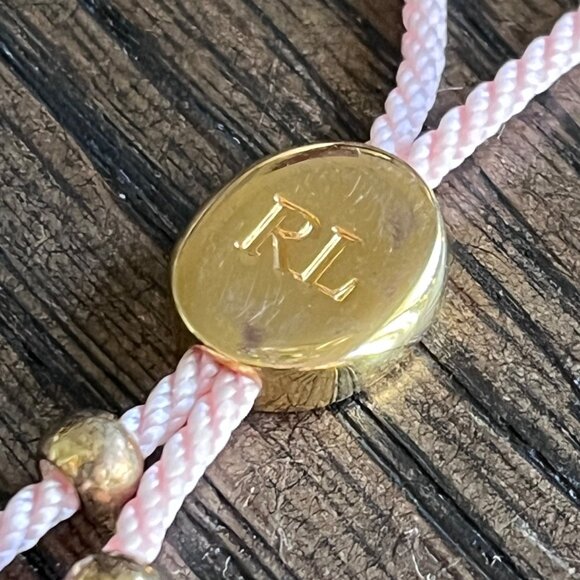 Polo‎ Ralph Lauren Bracelet Slide Closure Adjustable S/M Pink Pony Gold Plated - Picture 8 of 8